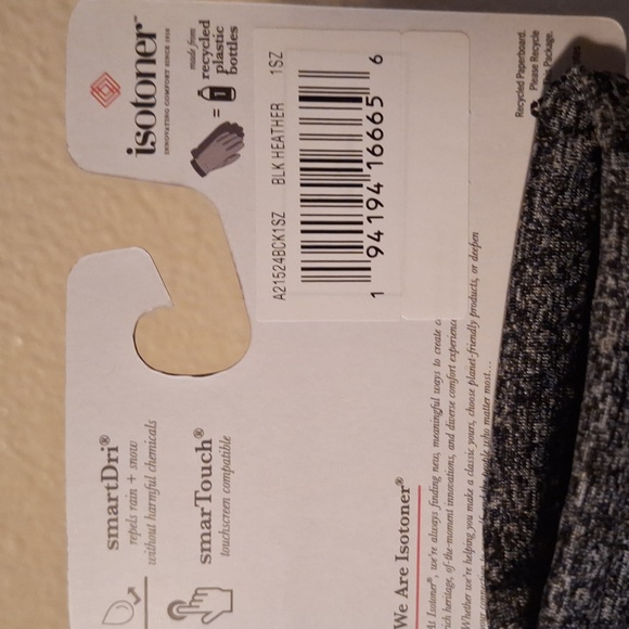 Isotoner Women's SmartDri Black and Gray Gloves - Picture 2 of 3